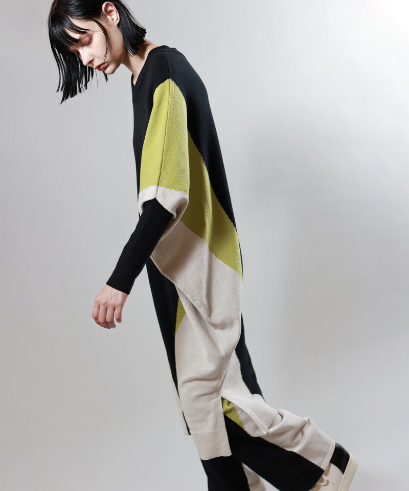  「2WAY配色ニットワンピース」|ワンピース|