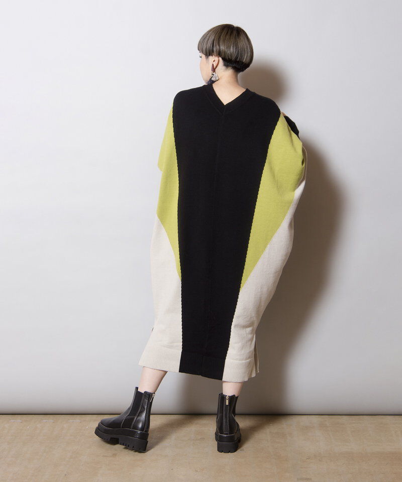  「2WAY配色ニットワンピース」|ワンピース|