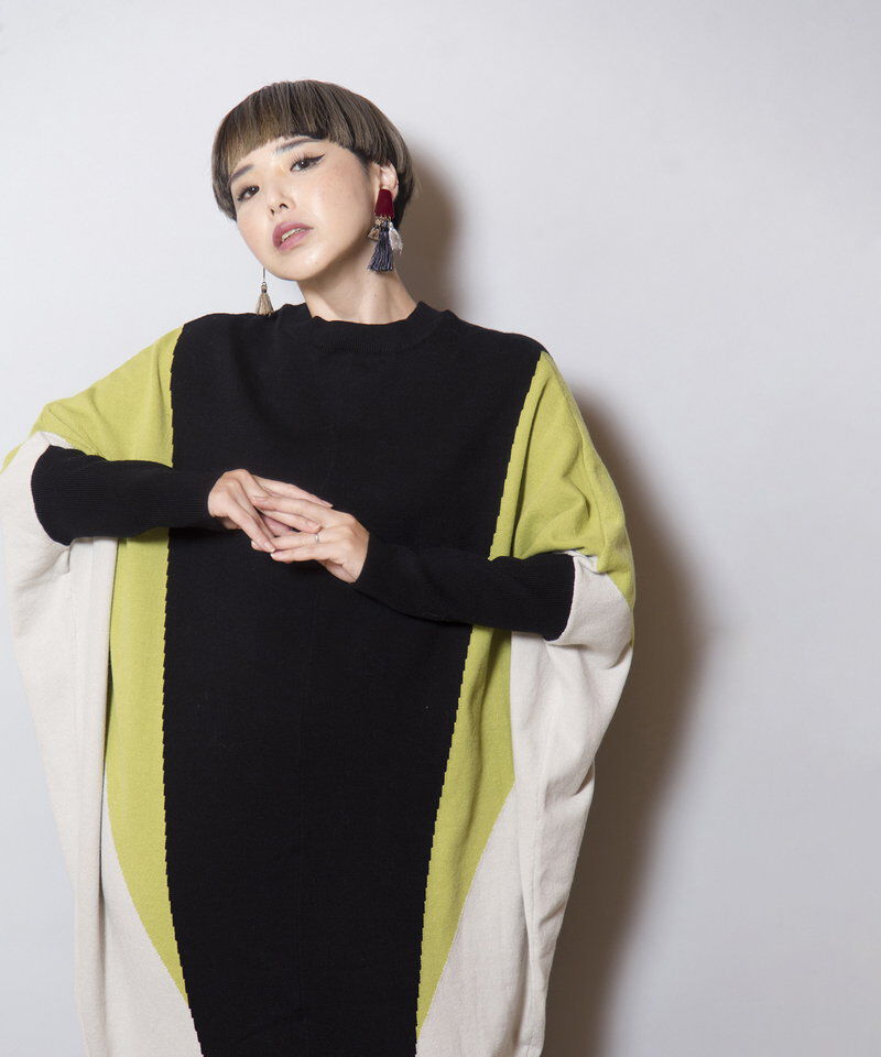  「2WAY配色ニットワンピース」|ワンピース|