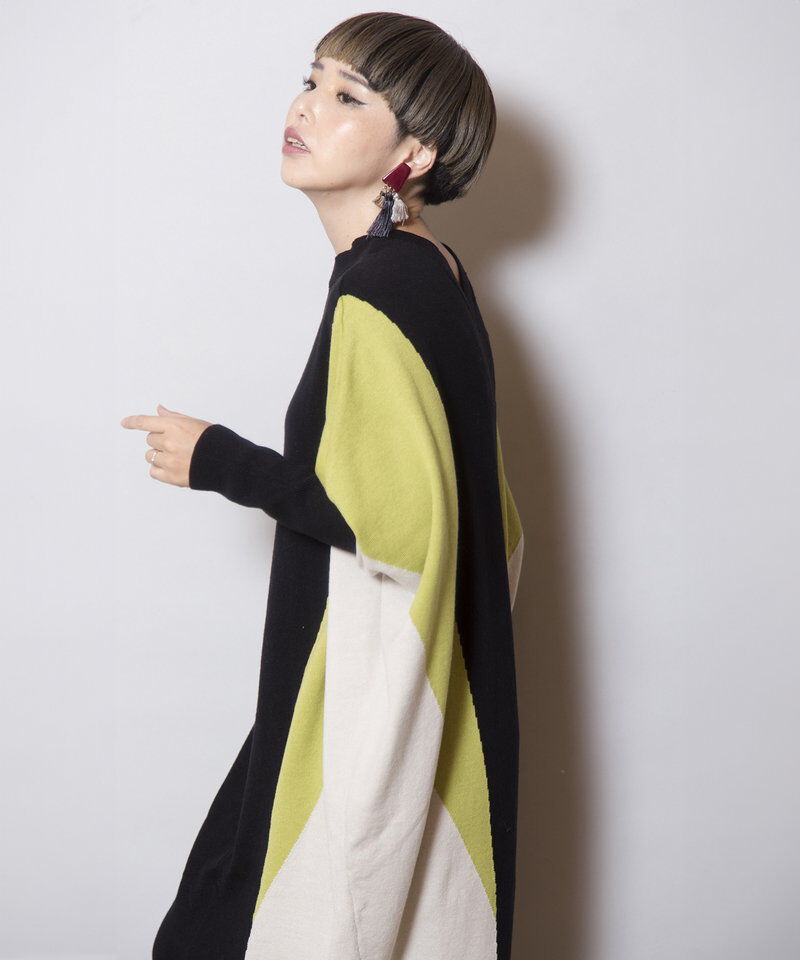  「2WAY配色ニットワンピース」|ワンピース|