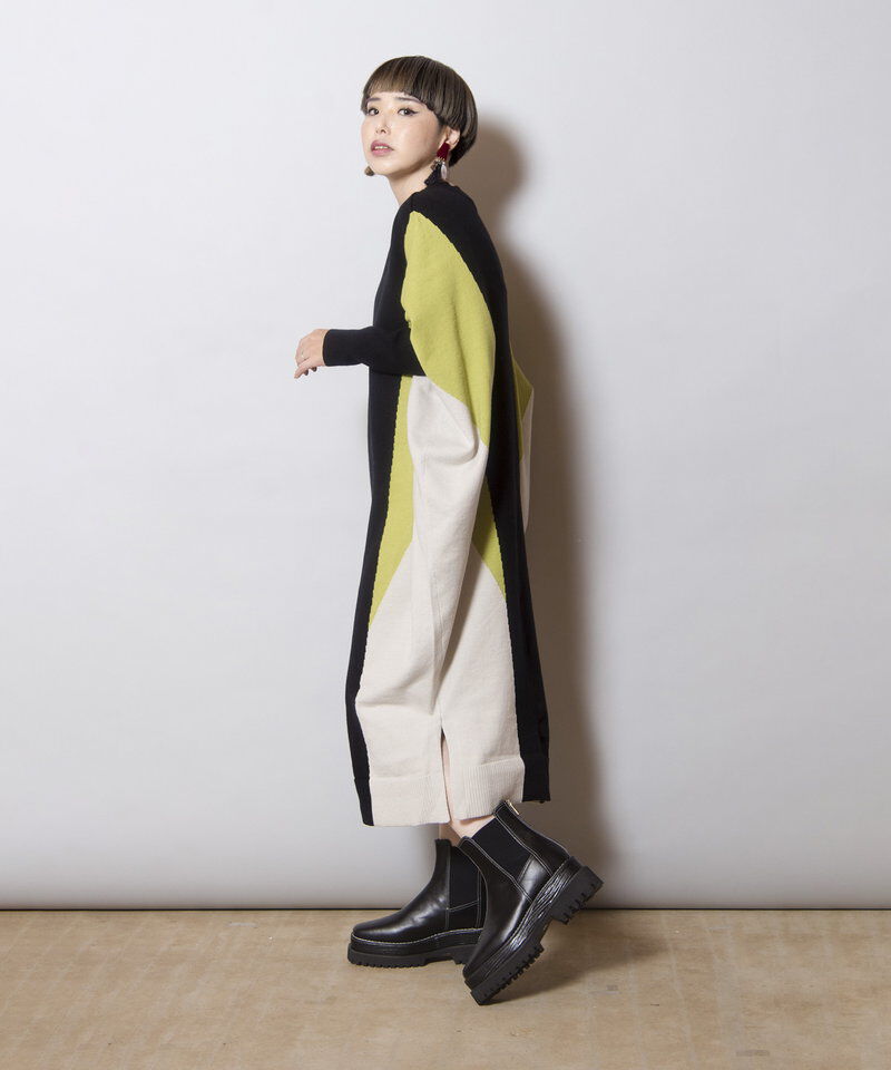  「2WAY配色ニットワンピース」|ワンピース|