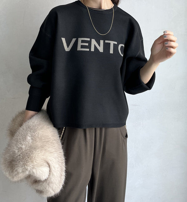  「【WEB限定】ダブルジャガードロゴニット」|ニット・セーター|ブラック