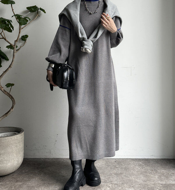  「【WEB限定】配色ニットワンピース」|ワンピース|