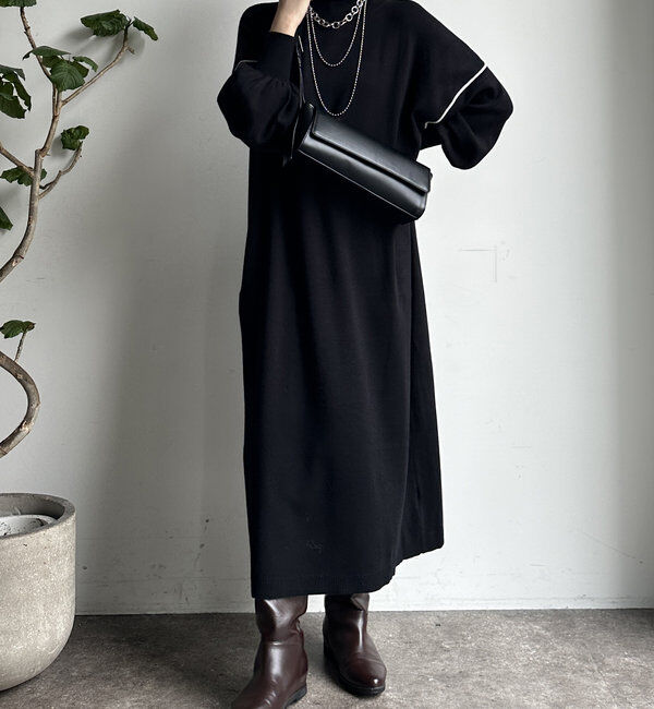  「【WEB限定】配色ニットワンピース」|ワンピース|