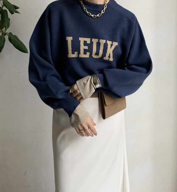  「【WEB限定】LEUKジャガードロゴニット 」|ニット・セーター|ブルー