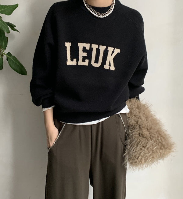  「【WEB限定】LEUKジャガードロゴニット 」|ニット・セーター|ブラック