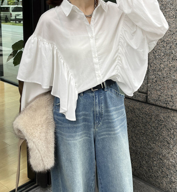  「【WEB限定】フリルケープブラウス」|シャツ・ブラウス|