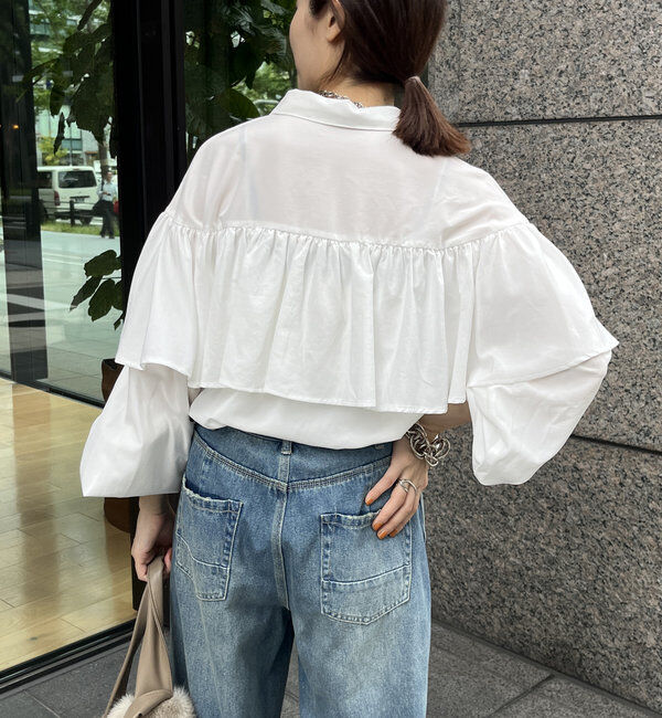  「【WEB限定】フリルケープブラウス」|シャツ・ブラウス|