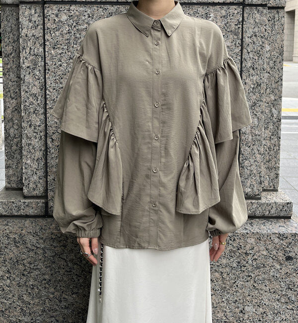  「【WEB限定】フリルケープブラウス」|シャツ・ブラウス|