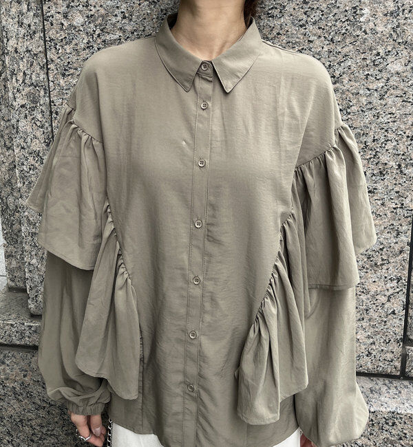  「【WEB限定】フリルケープブラウス」|シャツ・ブラウス|