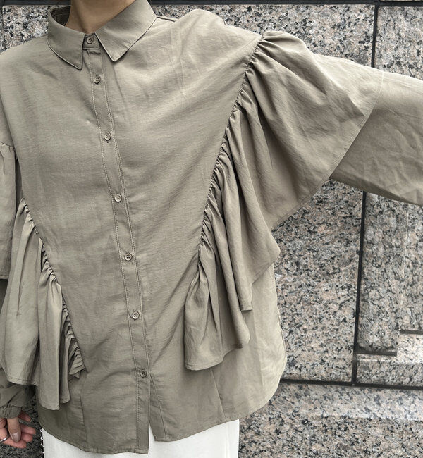  「【WEB限定】フリルケープブラウス」|シャツ・ブラウス|