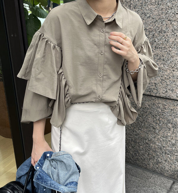  「【WEB限定】フリルケープブラウス」|シャツ・ブラウス|