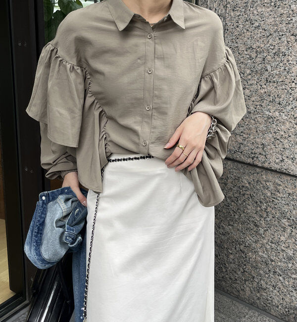  「【WEB限定】フリルケープブラウス」|シャツ・ブラウス|