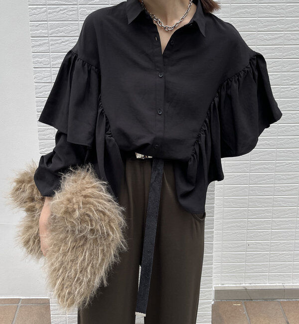  「【WEB限定】フリルケープブラウス」|シャツ・ブラウス|