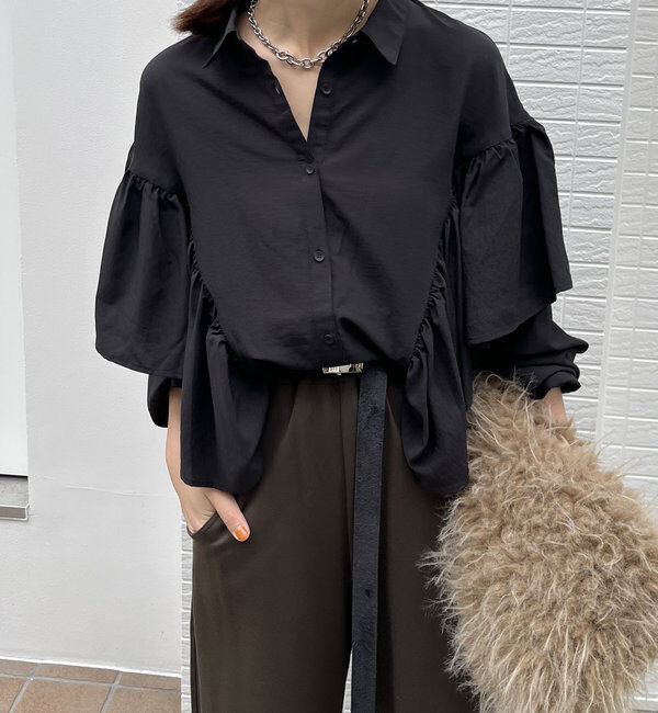  「【WEB限定】フリルケープブラウス」|シャツ・ブラウス|
