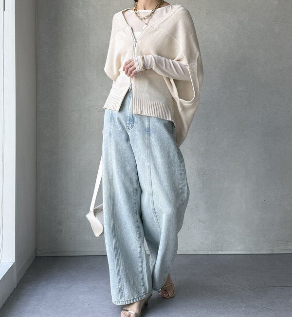  「【WEB限定】変形ダブルジップベスト」|カーディガン|