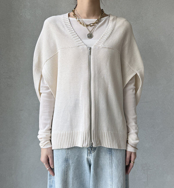  「【WEB限定】変形ダブルジップベスト」|カーディガン|