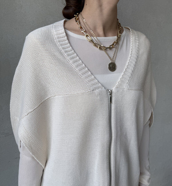  「【WEB限定】変形ダブルジップベスト」|カーディガン|