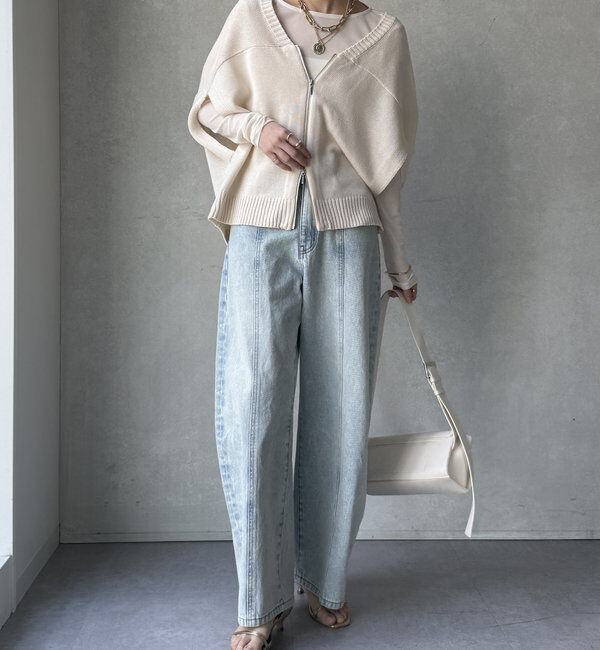  「【WEB限定】変形ダブルジップベスト」|カーディガン|