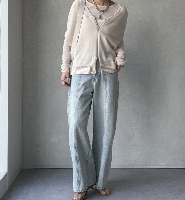  「【WEB限定】変形ダブルジップベスト」|カーディガン|