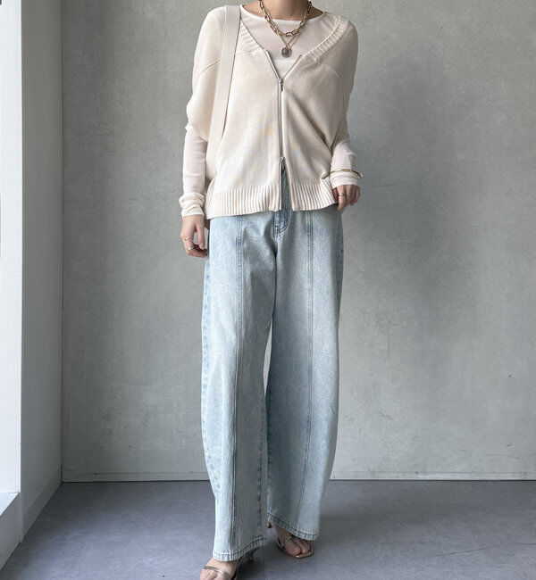  「【WEB限定】変形ダブルジップベスト」|カーディガン|