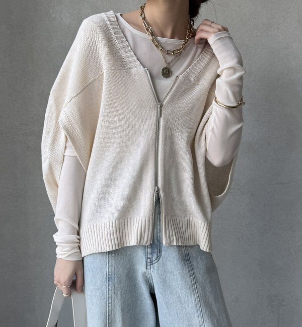  「【WEB限定】変形ダブルジップベスト」|カーディガン|