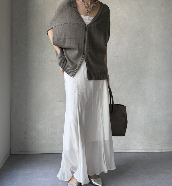  「【WEB限定】変形ダブルジップベスト」|カーディガン|