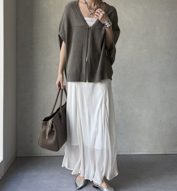  「【WEB限定】変形ダブルジップベスト」|カーディガン|