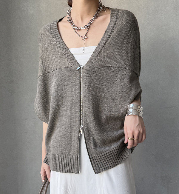  「【WEB限定】変形ダブルジップベスト」|カーディガン|