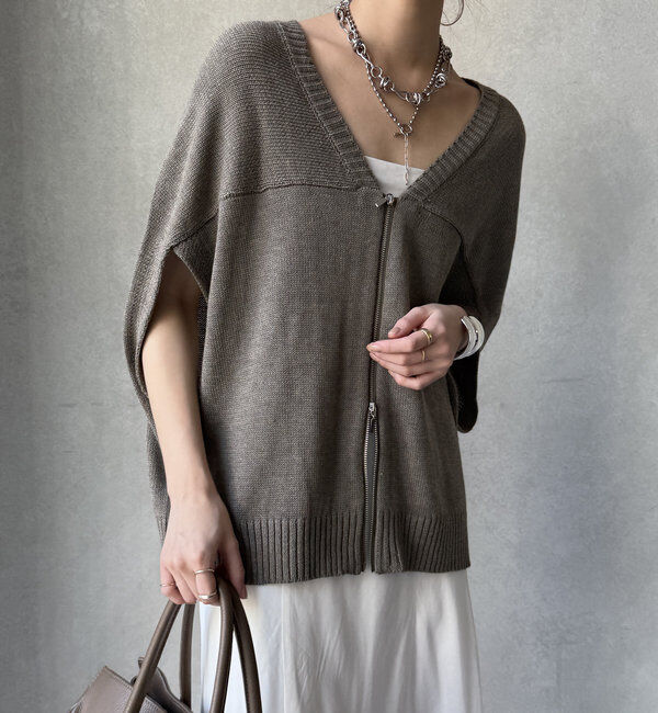  「【WEB限定】変形ダブルジップベスト」|カーディガン|