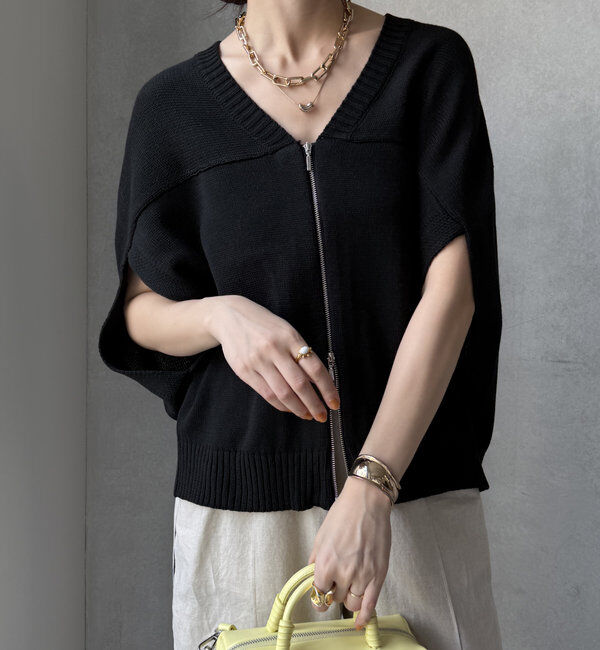  「【WEB限定】変形ダブルジップベスト」|カーディガン|