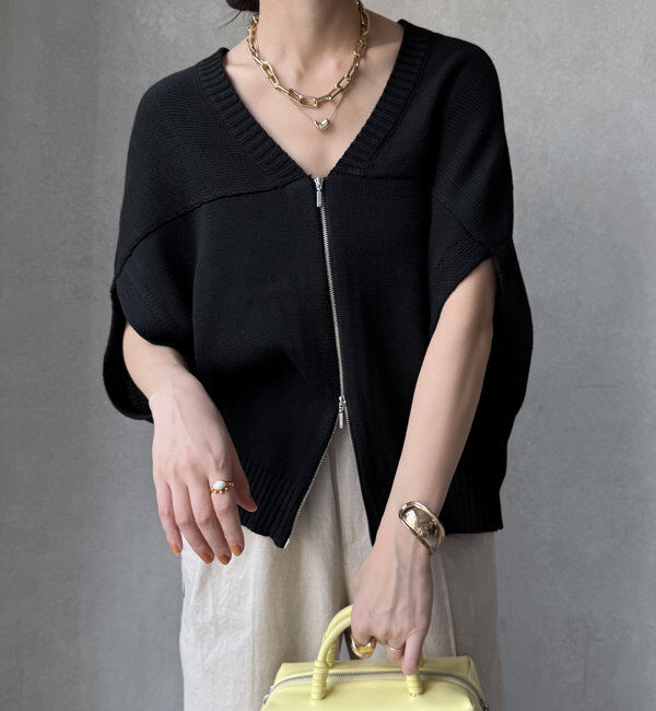  「【WEB限定】変形ダブルジップベスト」|カーディガン|