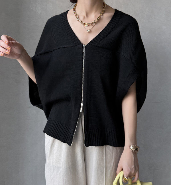  「【WEB限定】変形ダブルジップベスト」|カーディガン|