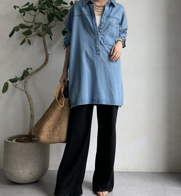  「デニムオーバーチュニックシャツ」|シャツ・ブラウス|