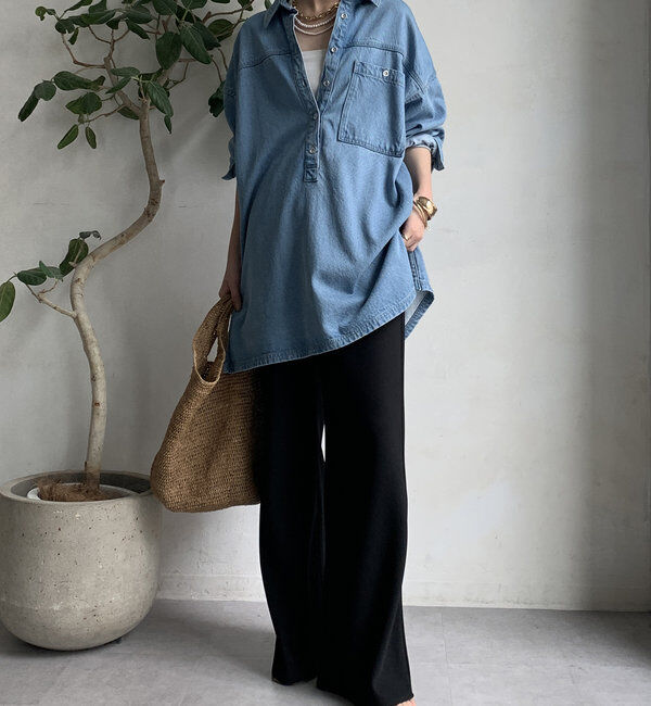  「デニムオーバーチュニックシャツ」|シャツ・ブラウス|