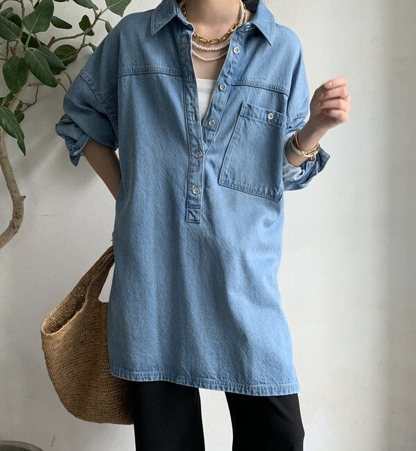  「デニムオーバーチュニックシャツ」|シャツ・ブラウス|