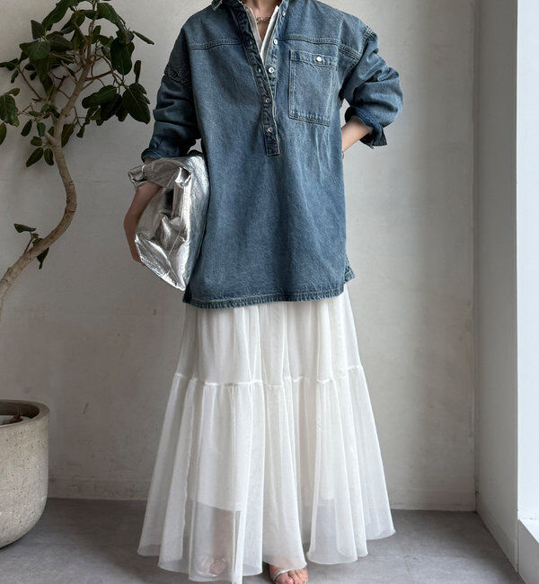  「デニムオーバーチュニックシャツ」|シャツ・ブラウス|