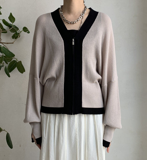  「【WEB限定】配色ジップニットカーディガン」|カーディガン|