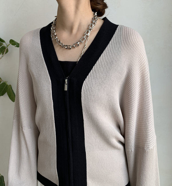  「【WEB限定】配色ジップニットカーディガン」|カーディガン|
