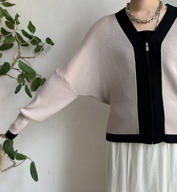  「【WEB限定】配色ジップニットカーディガン」|カーディガン|