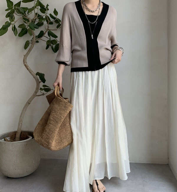  「【WEB限定】配色ジップニットカーディガン」|カーディガン|