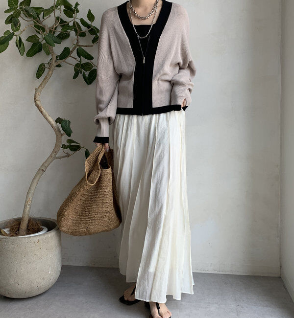  「【WEB限定】配色ジップニットカーディガン」|カーディガン|