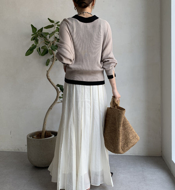  「【WEB限定】配色ジップニットカーディガン」|カーディガン|