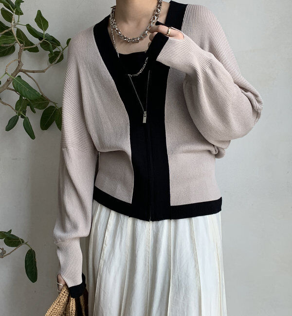  「【WEB限定】配色ジップニットカーディガン」|カーディガン|