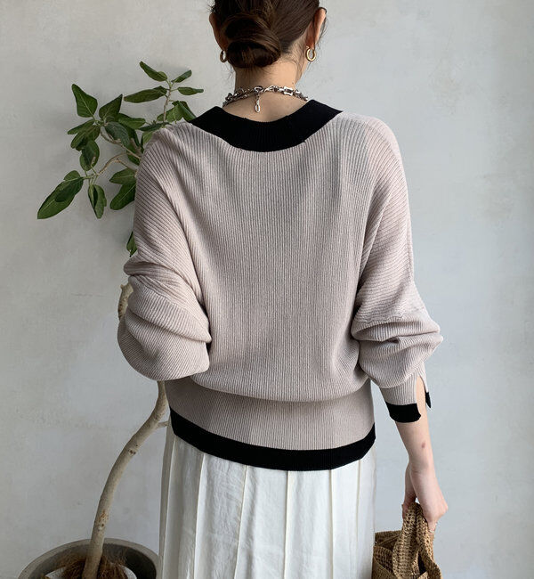  「【WEB限定】配色ジップニットカーディガン」|カーディガン|