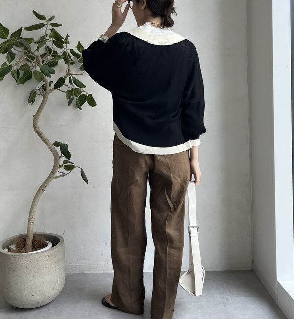  「【WEB限定】配色ジップニットカーディガン」|カーディガン|