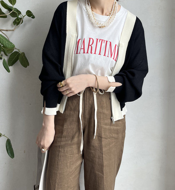  「【WEB限定】配色ジップニットカーディガン」|カーディガン|