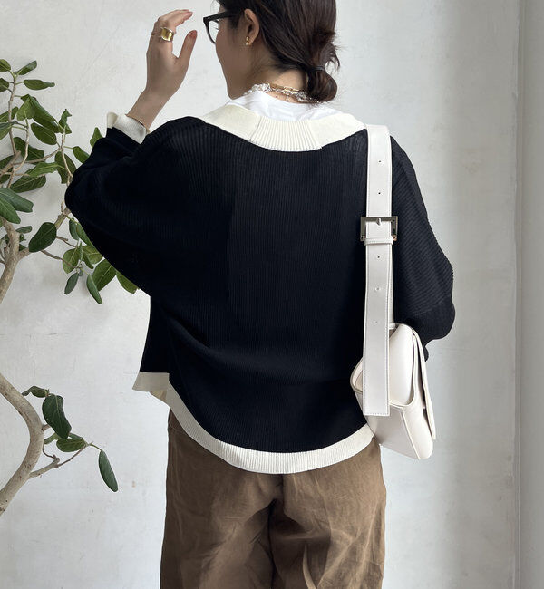  「【WEB限定】配色ジップニットカーディガン」|カーディガン|