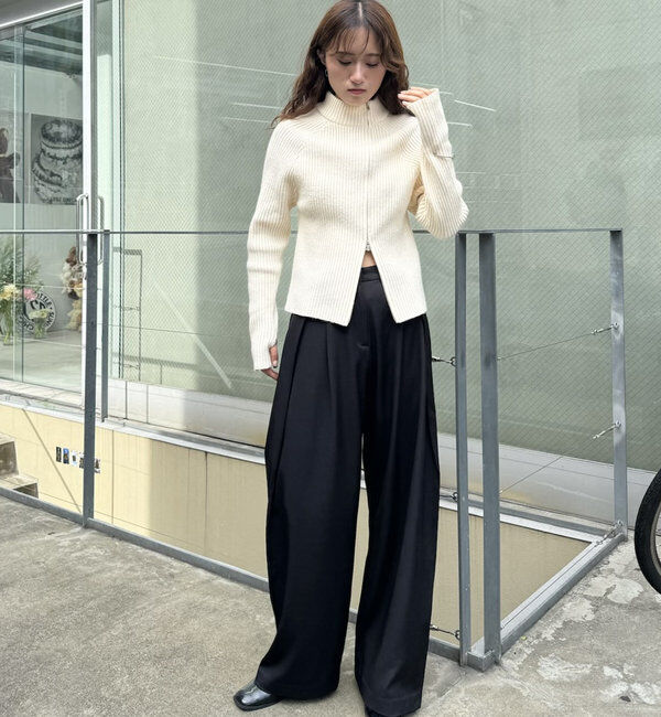  「[mline]ハイネックWZIPニット」|カーディガン|