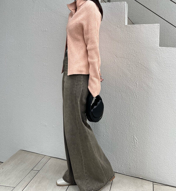  「[mline]ハイネックWZIPニット」|カーディガン|